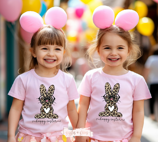 Kids Leopard Easter Bunny with Glasses